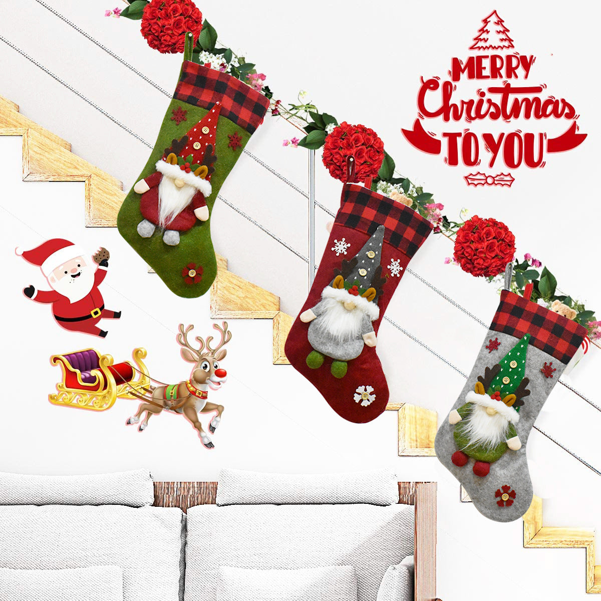 Christmas Decoration Gift Faceless Doll Christmas Socks Pendant Santa Claus Children's Christmas Gift Bag