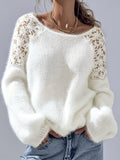 Crochet Long Knit Sweater Women's Pullover