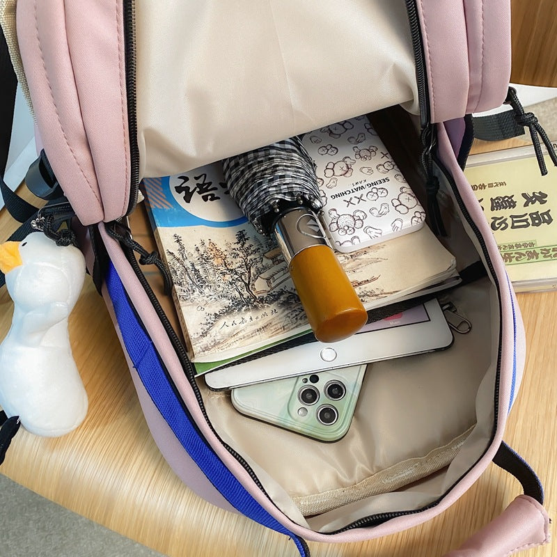 New School Bag For Men And Women With Large Capacity Nylon Cloth Light Weight Backpack Small Fresh Retro Backpack