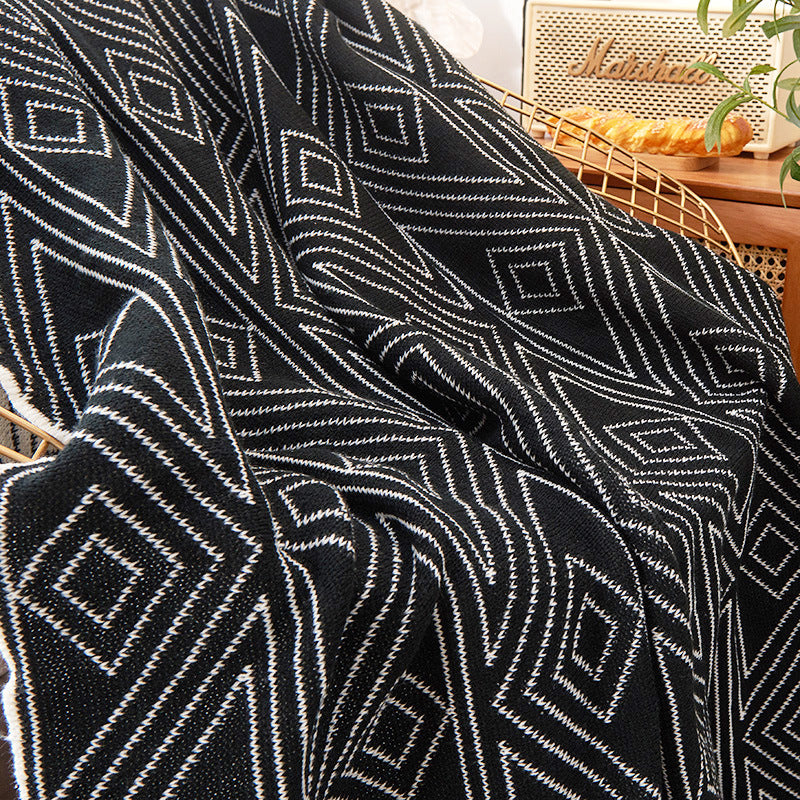 Ins Style Gray Knitted Casual Small Wool Blanket Quilt Summer Thin Nap Sofa Blanket Single Blanket
