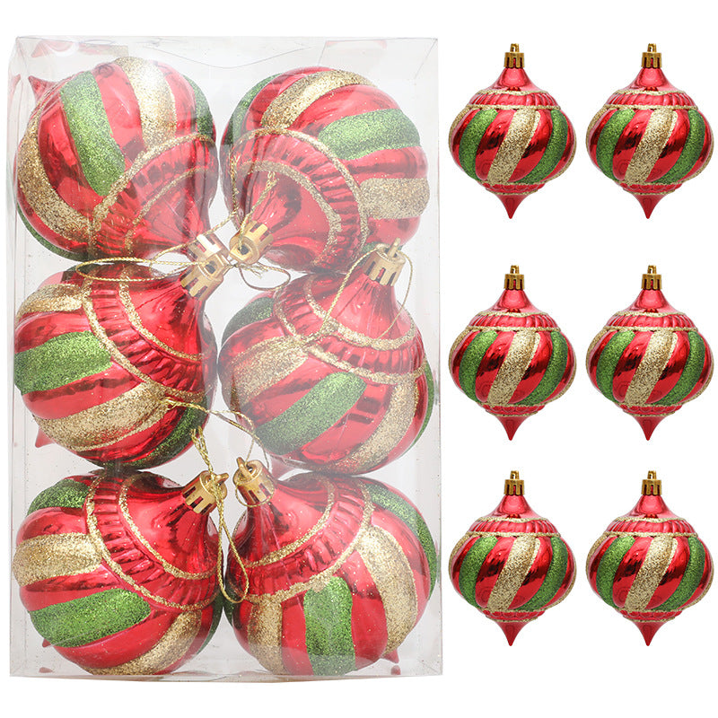 Christmas decoration painted onion shaped ball Christmas tree decoration hanging ball spiral cone ball