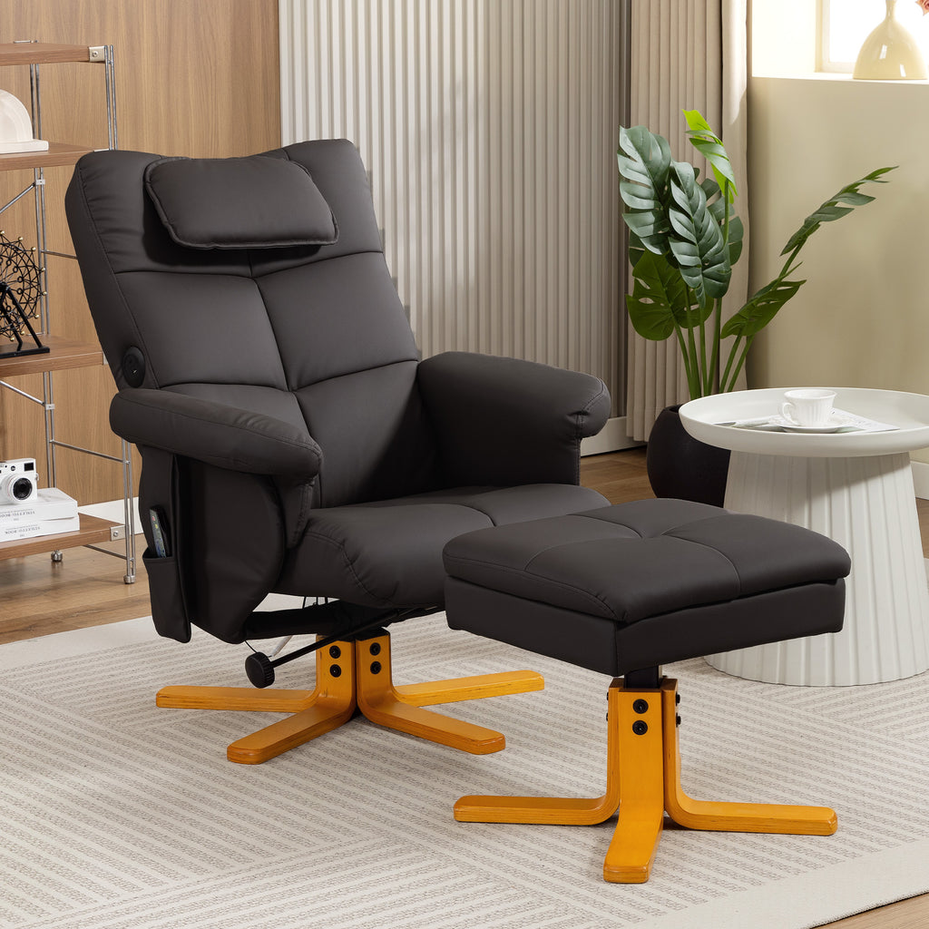 Fauteuil massant avec repose-pied, dossier inclinable jusqu'à 135°, coffre de rangement, télécommande-9