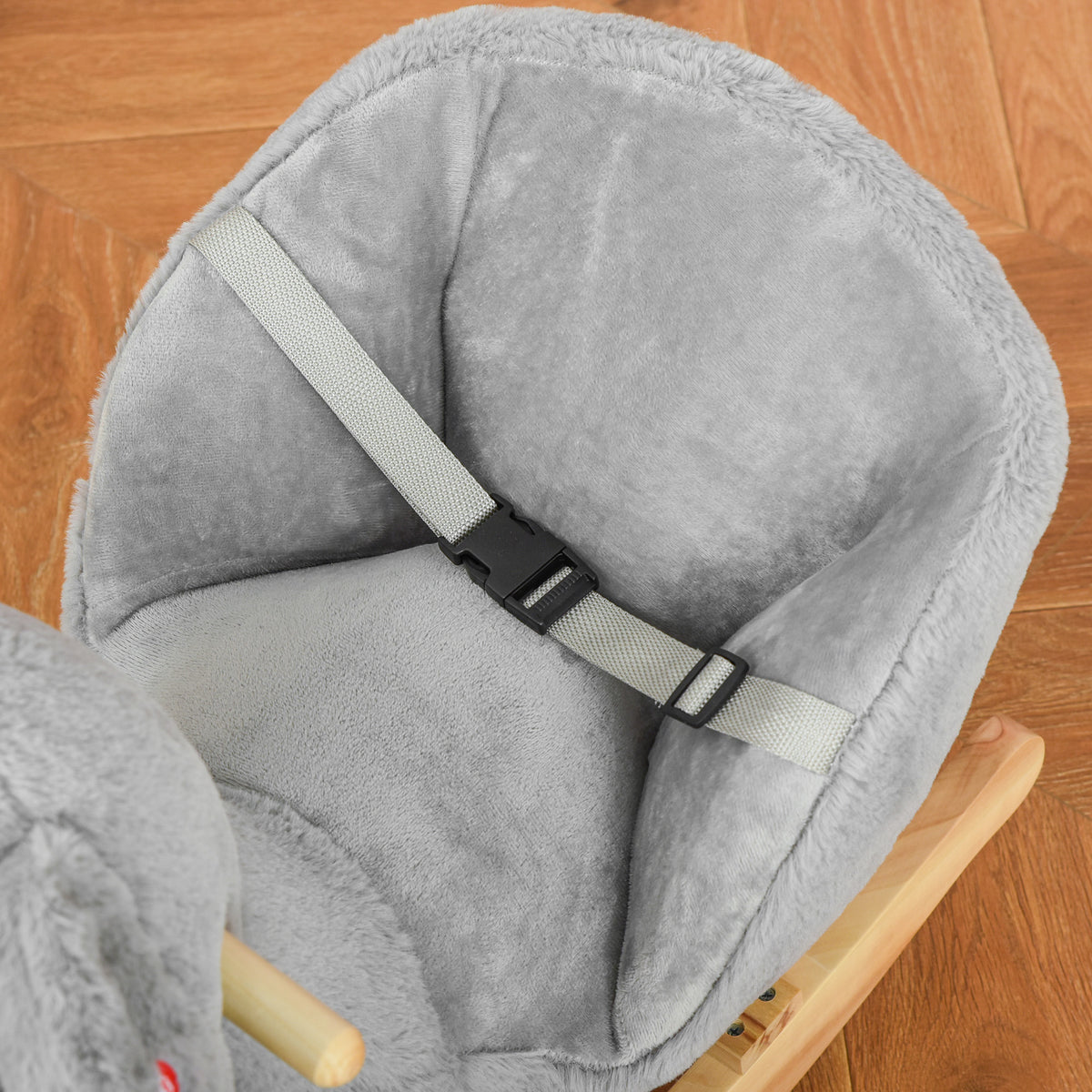 Jouet à Bascule Koala avec marionnette - Effet sonore Rugissement - Fauteuil intégré, Ceinture de sécurité - pour 18-36 mois - Bois peuplier Peluche Courte Polyester Gris-8