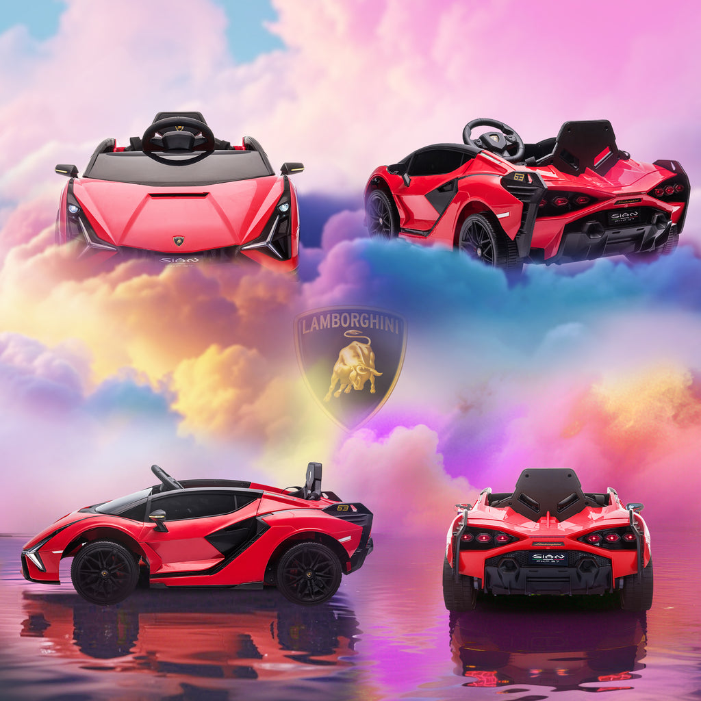 Voiture électrique Enfants de Sport Véhicule électrique Lamborghini Sian 12 V - V. Max. 5 Km/h avec Télécommande 2,4G Effets sonores + Lumineux Rouge-8