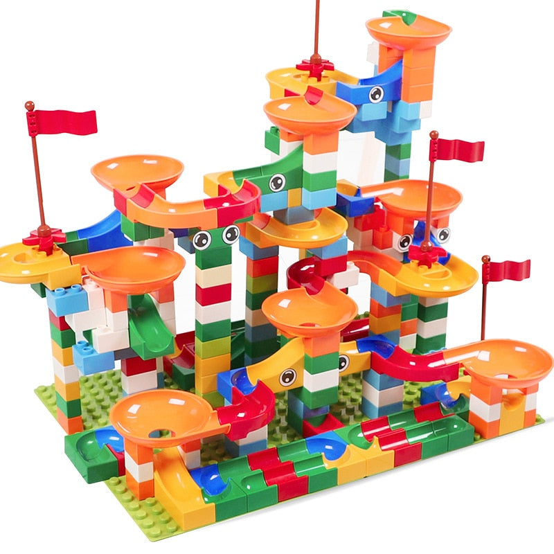 Marble Race Run Maze Balls Track Building Blocks ABS Funnel Slide Big Size Bricks Compatible LegoING Duplo kids Blocks