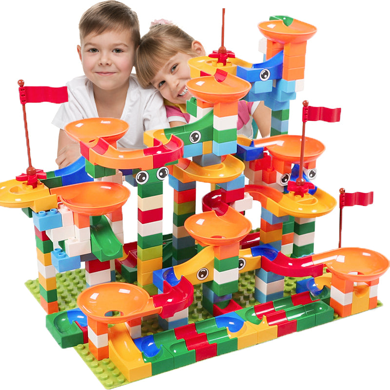 Marble Race Run Maze Balls Track Building Blocks ABS Funnel Slide Big Size Bricks Compatible LegoING Duplo kids Blocks