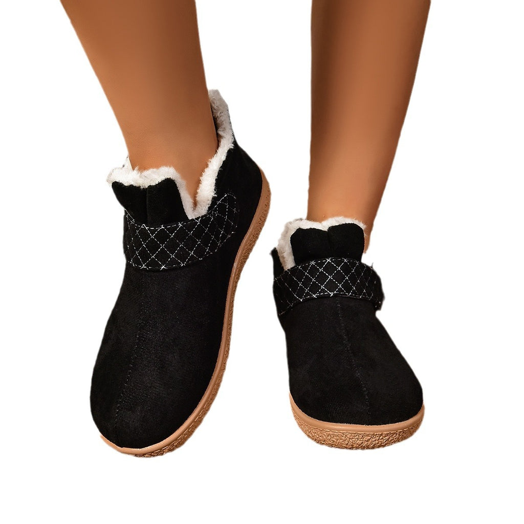 Winter women's warm plus velvet thickened flat cotton shoes casual warm cotton shoes large size