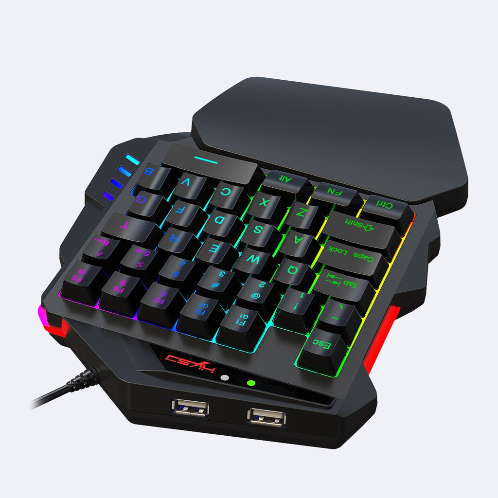 V500 gaming one handed keyboard RGB illuminated keyboard built-in converter supports PS3 and PS4 gaming consoles
