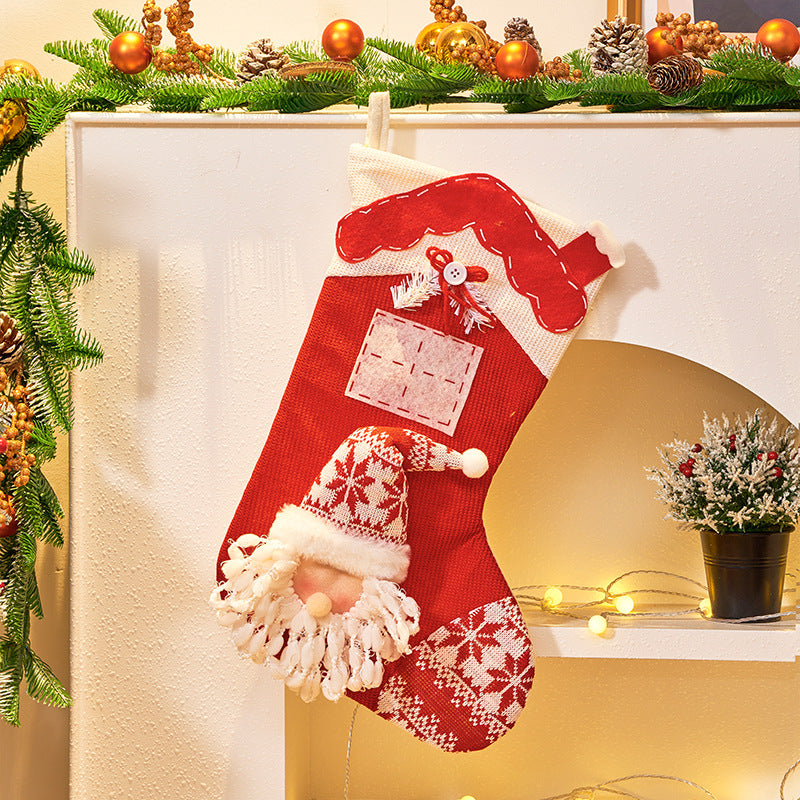 Christmas Decorations Snowman Doll Christmas Socks Knitted 3D Santa Claus Christmas Tree Decoration Pendant Gift Bag