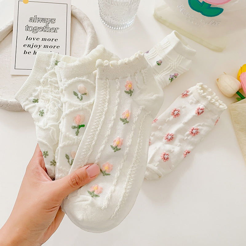 Lettuce-Trim Floral Socks