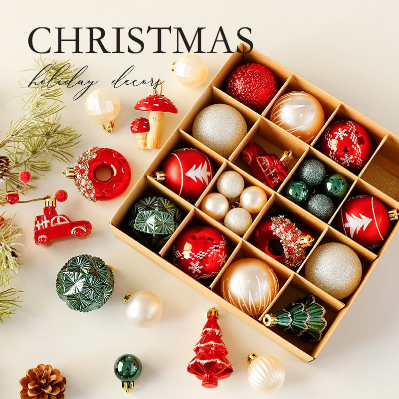 Christmas Decorations Red White Green Polka Dot Christmas Balls Hand Painted Plastic Christmas Tree Ornaments
