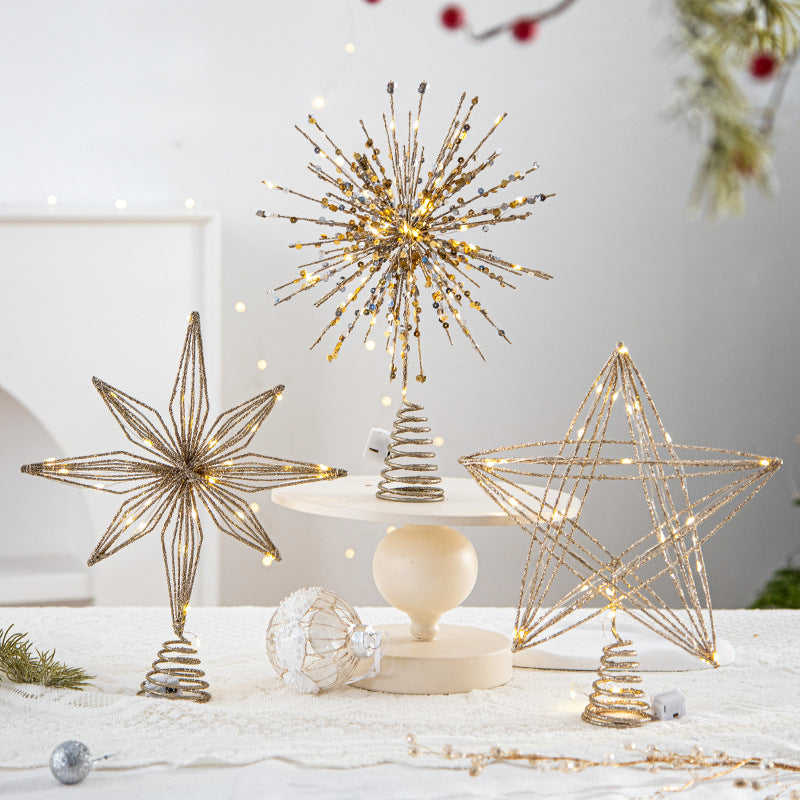 Christmas Tree Top Star Five-Pointed Star Christmas Decoration Christmas Tree Star Ornament Hanging Decor