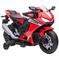 Moto Électrique Enfants sous Licence HONDA 6 V, 3 Km/h, Musique & Lumière, 2 Roues d'Entraînement, Rouge-0