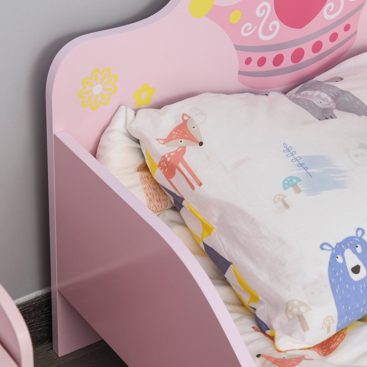 Lit Enfant 140 x 70 cm - lit d'enfant Design Princesse Motif Couronne - sommier à Lattes Inclus - MDF Contre-plaqué Rose-6