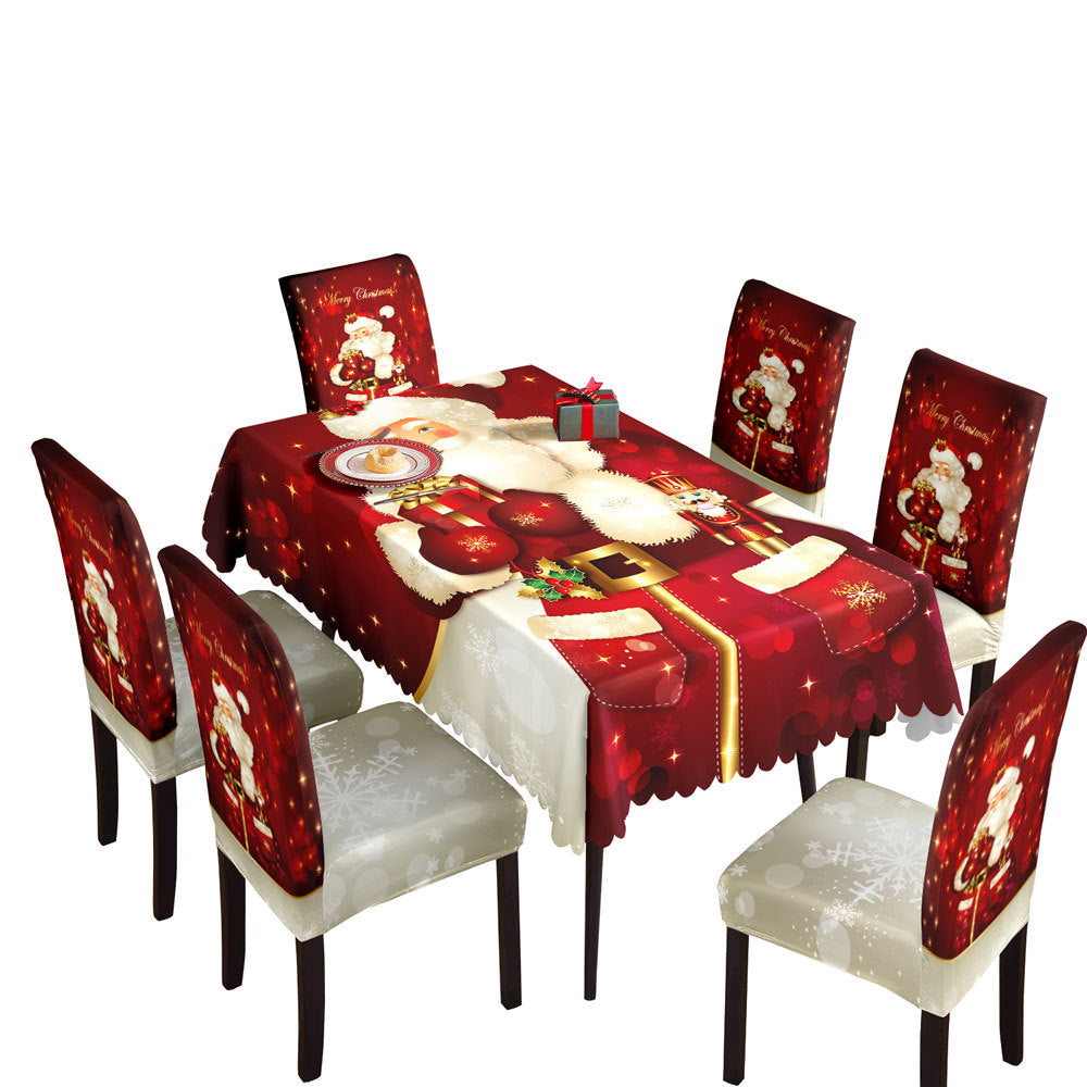 Christmas tablecloth, holiday decoration, elastic chair cover, household dining table, waterproof and dustproof tablecloth, fabric decorative tablecloth