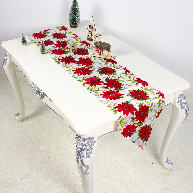 35*180cm Christmas Table Runner Mat Tablecloth Flag Home Party Decorative Santa Claus Tapestry Table Runners New Year