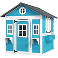 Cabane enfant extérieur maison enfant extérieure avec porte fenêtres et jardinières 114 x 126,4 x 135 cm bleu-0