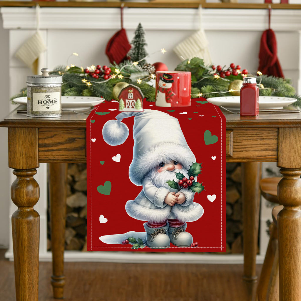 Christmas Dwarf Table Flag Holiday Table Decoration Tablecloth Linen Love Printed Tablecloth