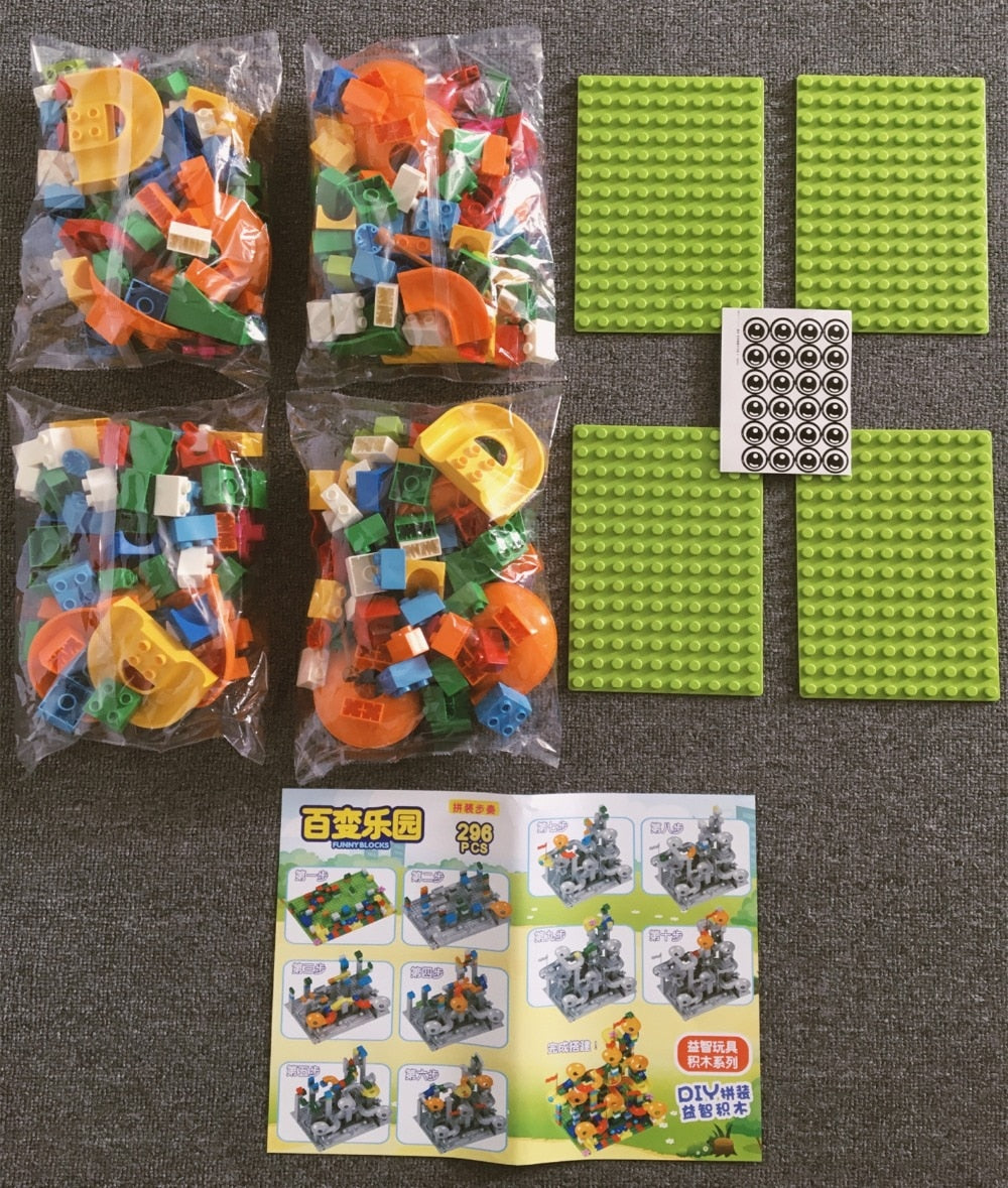 Marble Race Run Maze Balls Track Building Blocks ABS Funnel Slide Big Size Bricks Compatible LegoING Duplo kids Blocks