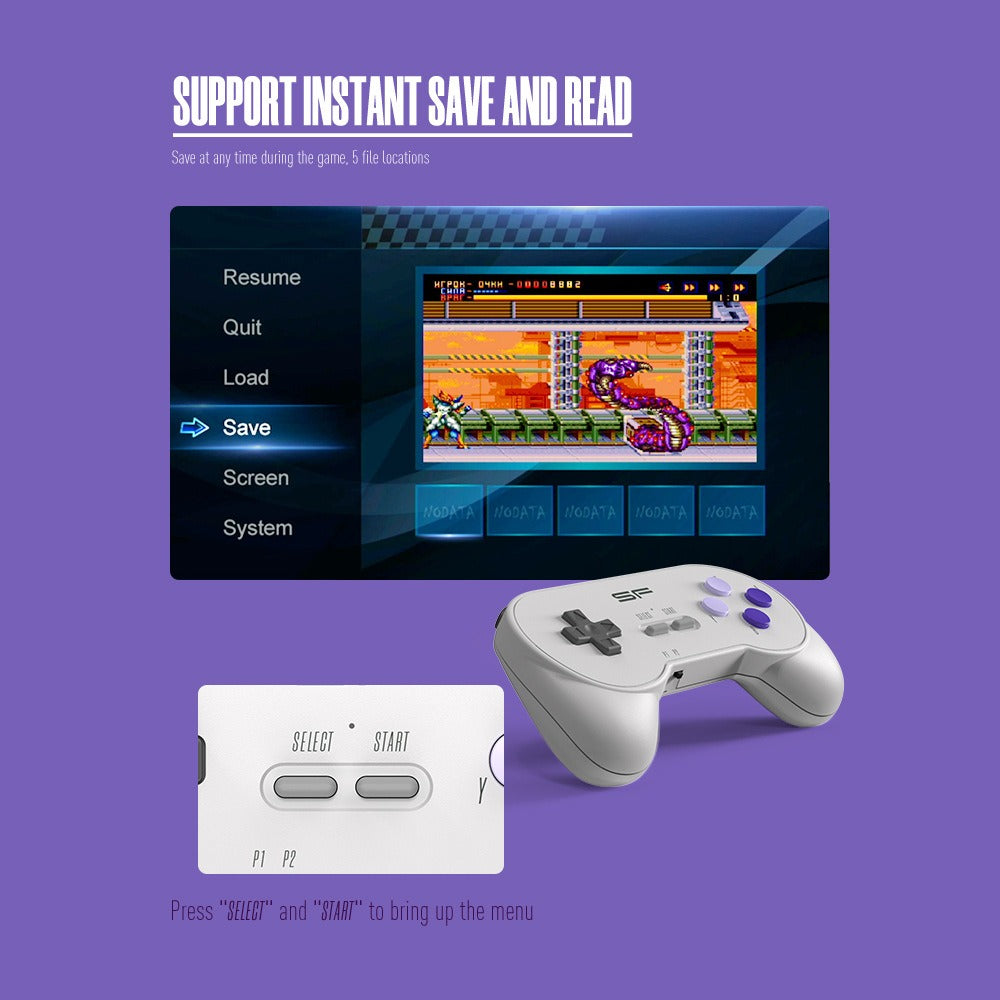 SFC Classic Retro Gaming Console Super SNES Wireless Doubles HD Gaming Console Y2 SF Mini Gaming Console