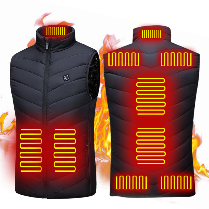 Hot vest USB nine zone stand collar intelligent horse clip electric heating suit for men and women, constant temperature full body heating back