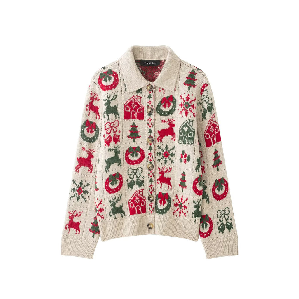 Christmas Jacquard Knitted Coat