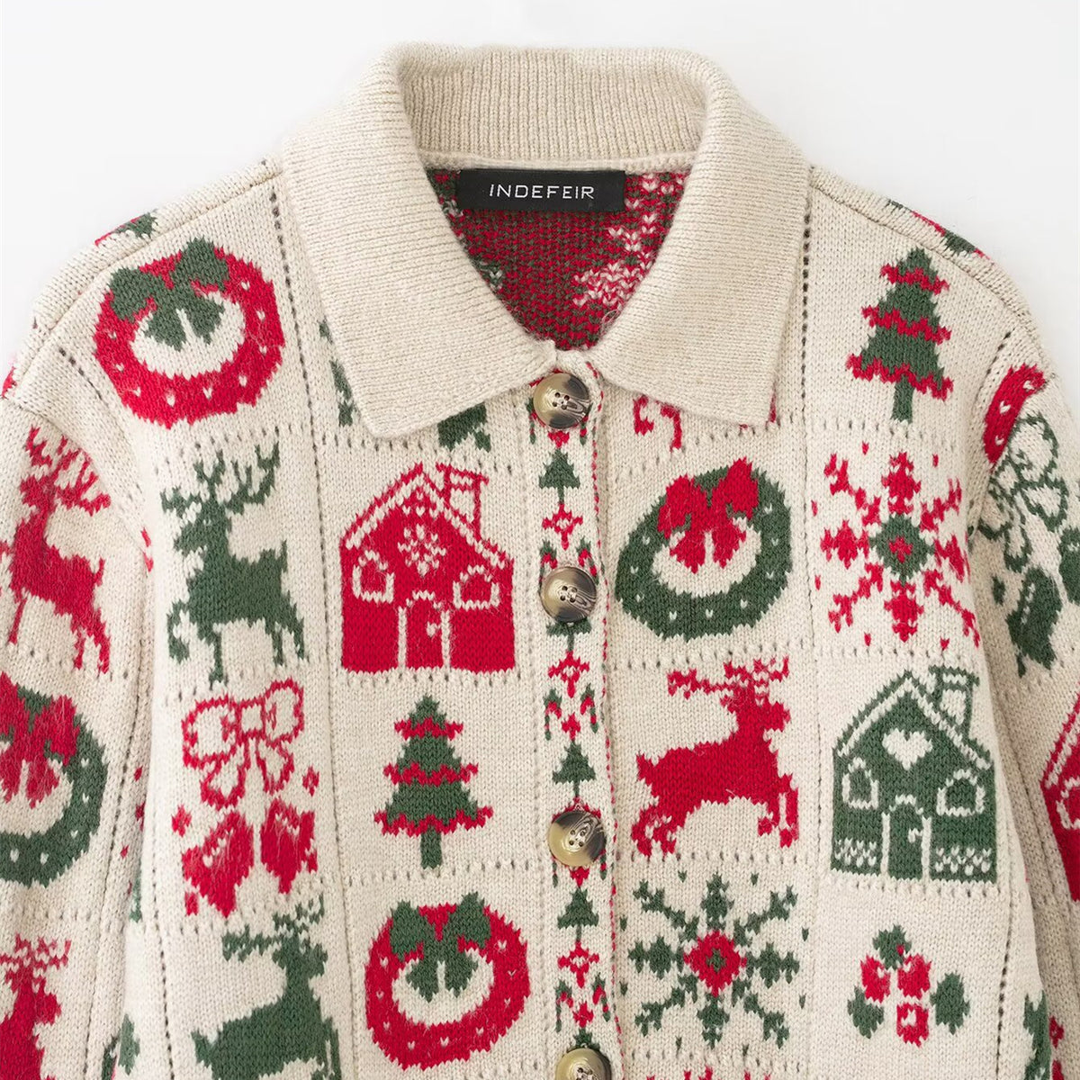 Christmas Jacquard Knitted Coat