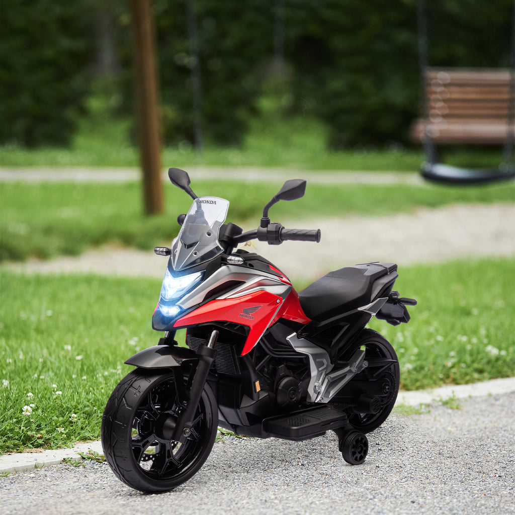 Moto électrique pour enfants 12V moto porteur Honda pour enfants 3 à 6 ans avec musique, phares rouge-1