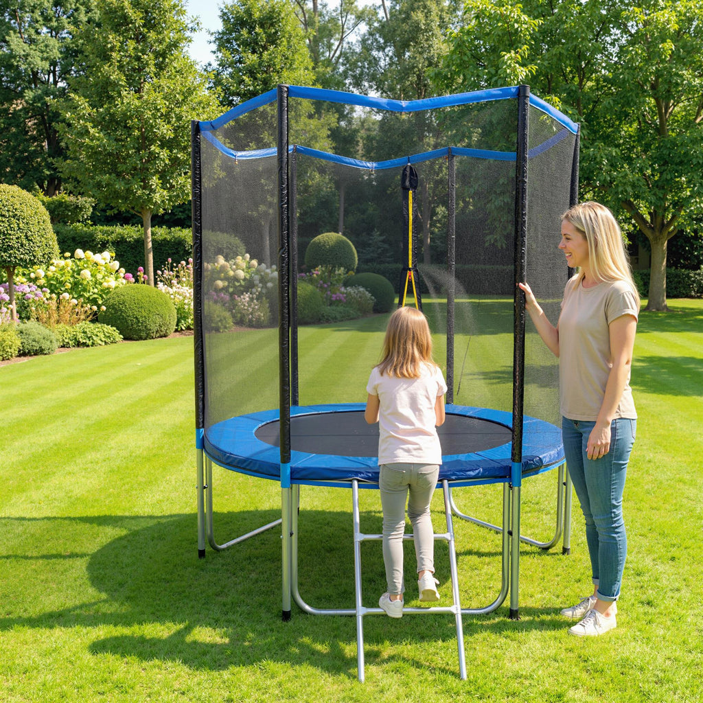 Trampoline Extérieur Trampoline de Jardin Enfants et Adultes 6 Poteaux au Sol  Charge 80kg 36 Ressorts Ø183cm Bleu-8