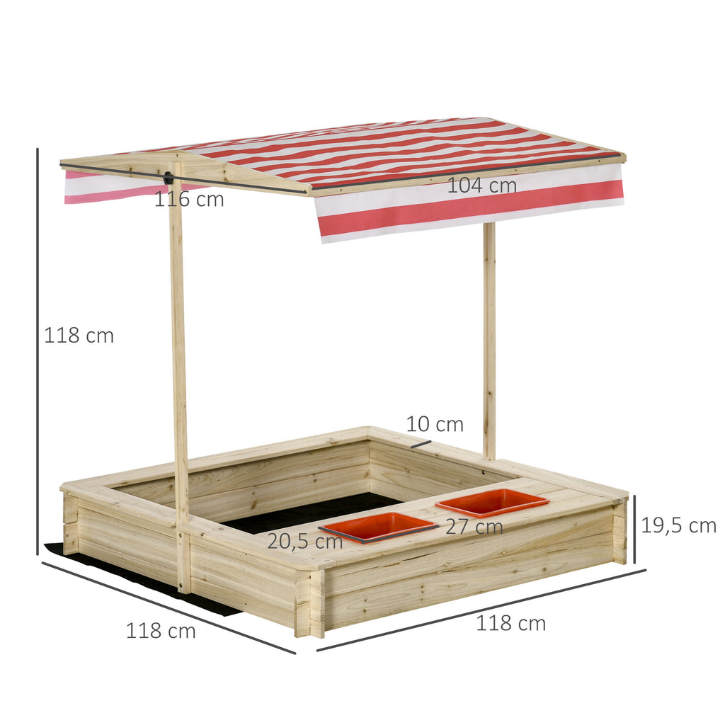 Bac à Sable Bois Sapin carré dim. 1,18 x 1,18 x 1,18 m - Hauteur, Inclinaison Toit réglables, refermable - 2 bacs-2