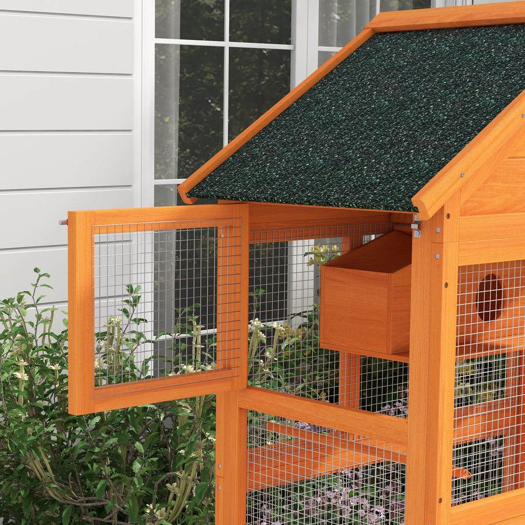 Cage à oiseaux en bois cage perroquet aire de jeux toit asphalte imperméable 92 x 52 x 171 cm orange-7