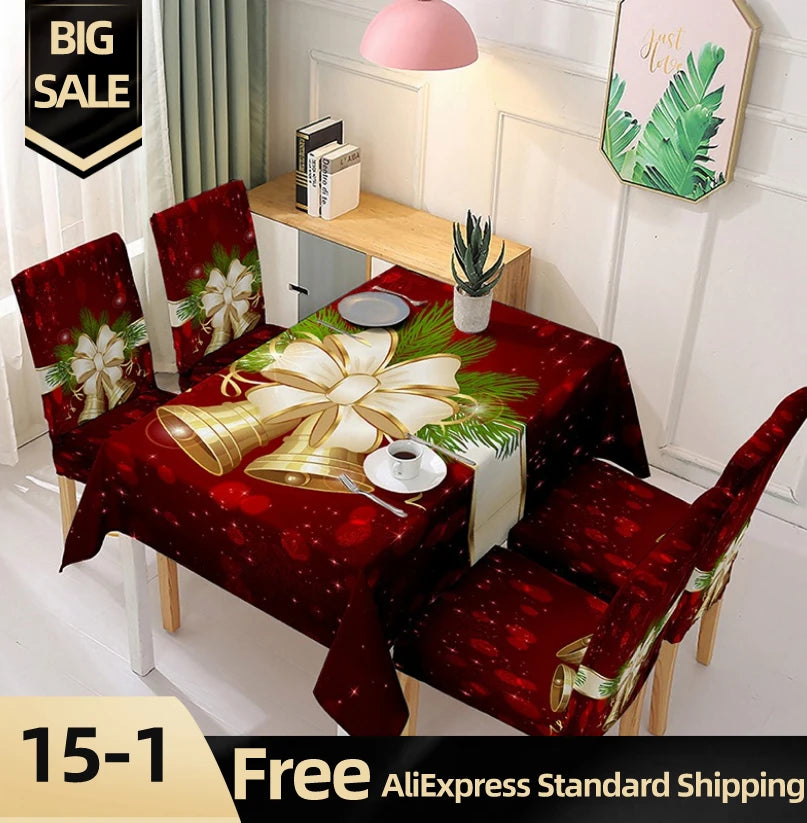 Christmas Table Cloth Polyester Rectangular Tablecloth 3D Printed Table