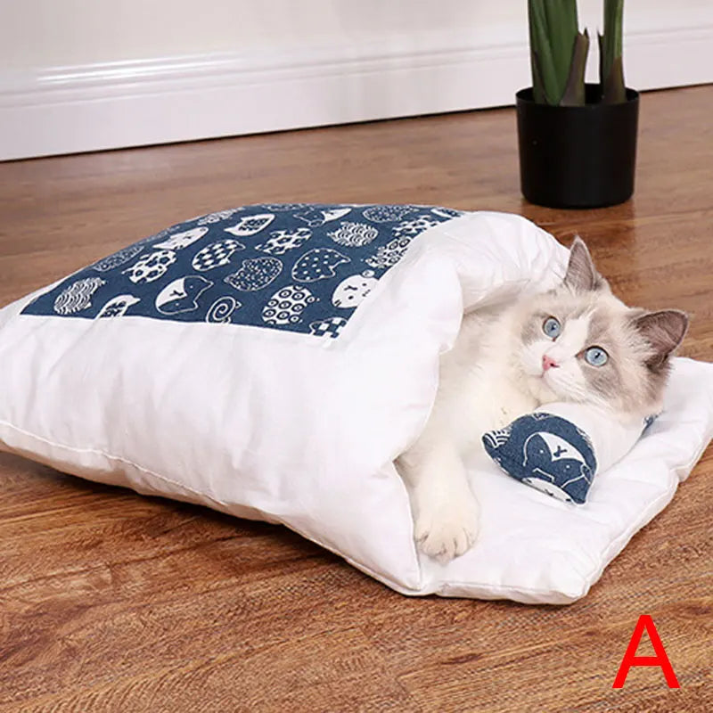Newest Warm Cat Sleeping Bag Removable Cat Bed Winter Warm Cat House Small Pet Bed