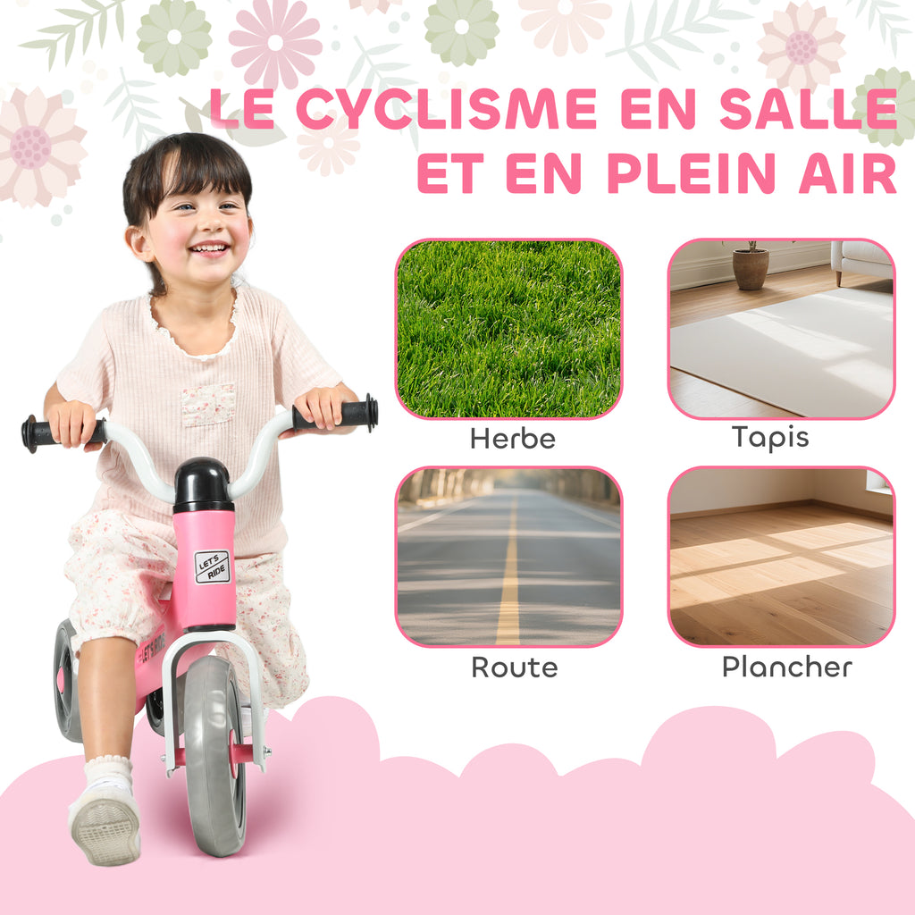 Draisienne bébé 1-3 ans jusqu'à 20 kg, vélo enfants sans pédale, 3 roues silencieuses, 69 x 40 x 49 cm, rose-6