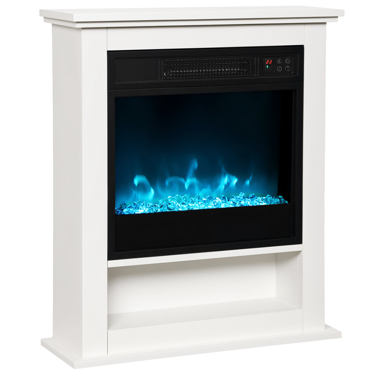 Cheminée électrique 1800W, fausse cheminée décorative, effet flamme à 9 couleurs et 5 luminosité, 62,5x20x72,5cm, blanc-0