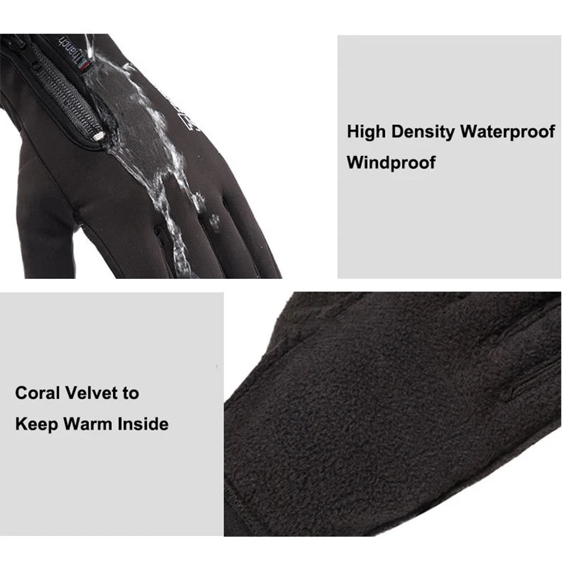 Cold-proof Ski Gloves Waterproof Winter Gloves Cycling Fluff Warm Gloves For Touchscreen Cold Weather Windproof Anti Slip