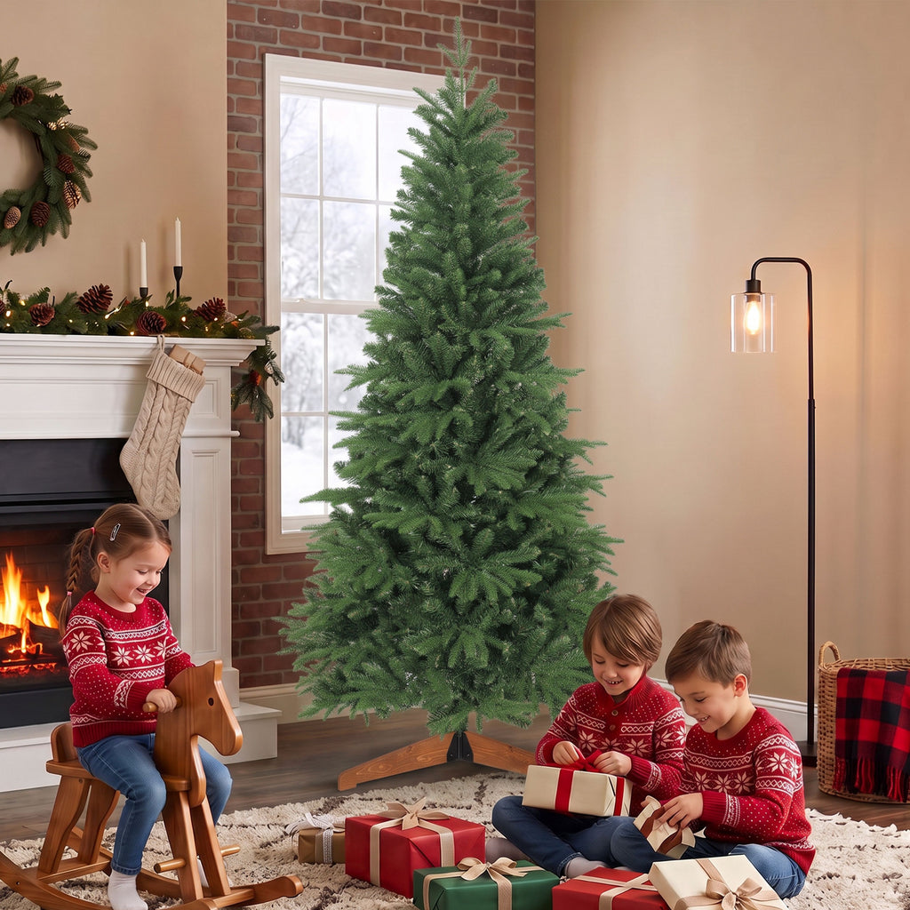 Sapin de Noël Artificiel 180 cm, Arbre de Noël, 1162 Branches Articulées en PE et PVC Ignifuge, Support en Bois Pliable-9