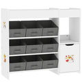 Meuble rangement enfant étagère de rangement pour jouets enfants avec 9 tiroirs en tissu et placard, blanc-0