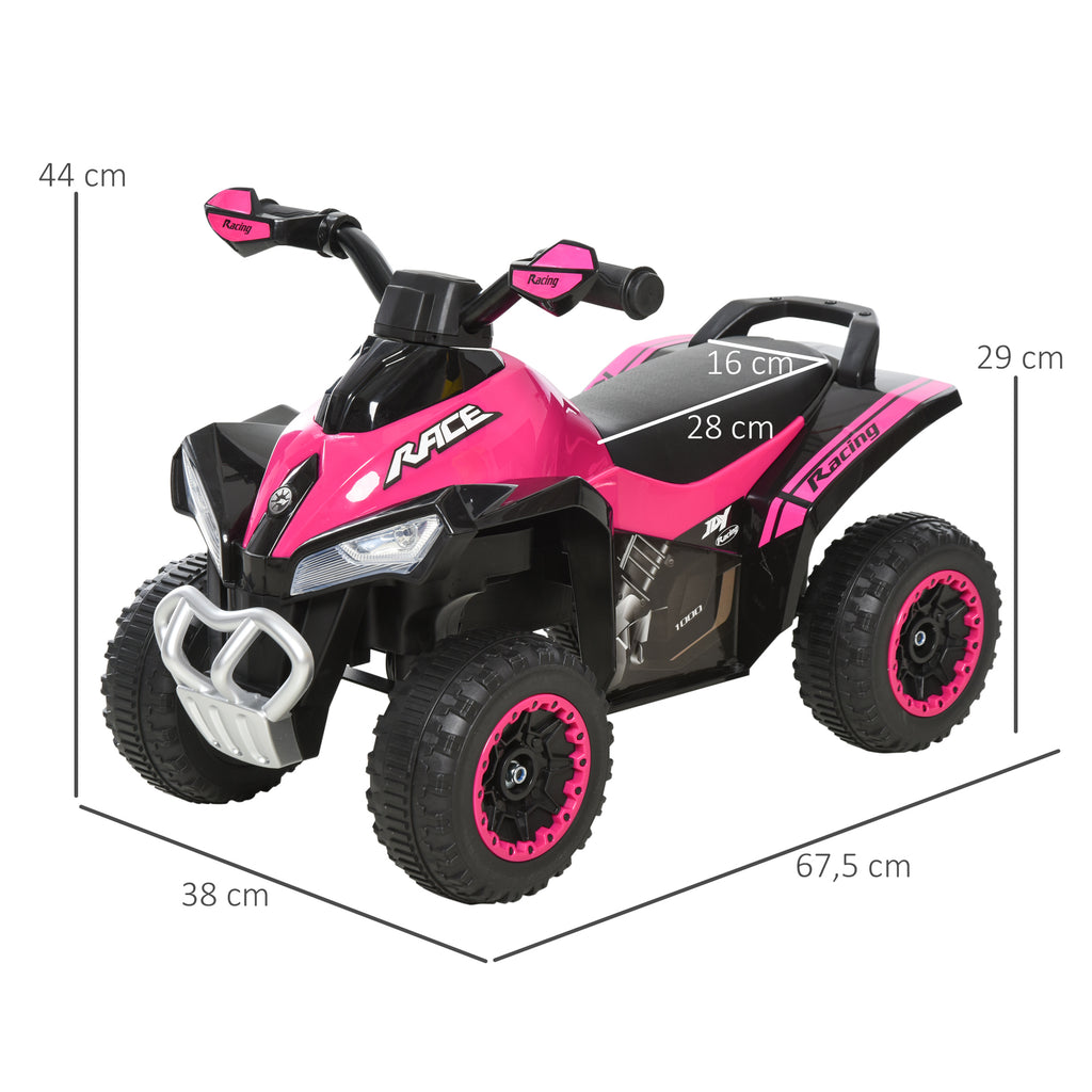 Porteur Enfants SANS Moteur Quad 18-36 Mois dim. 67L x 38l x 44H cm Effets Lumineux et sonores Rose Noir PAS ÉLECTRIQUE-2