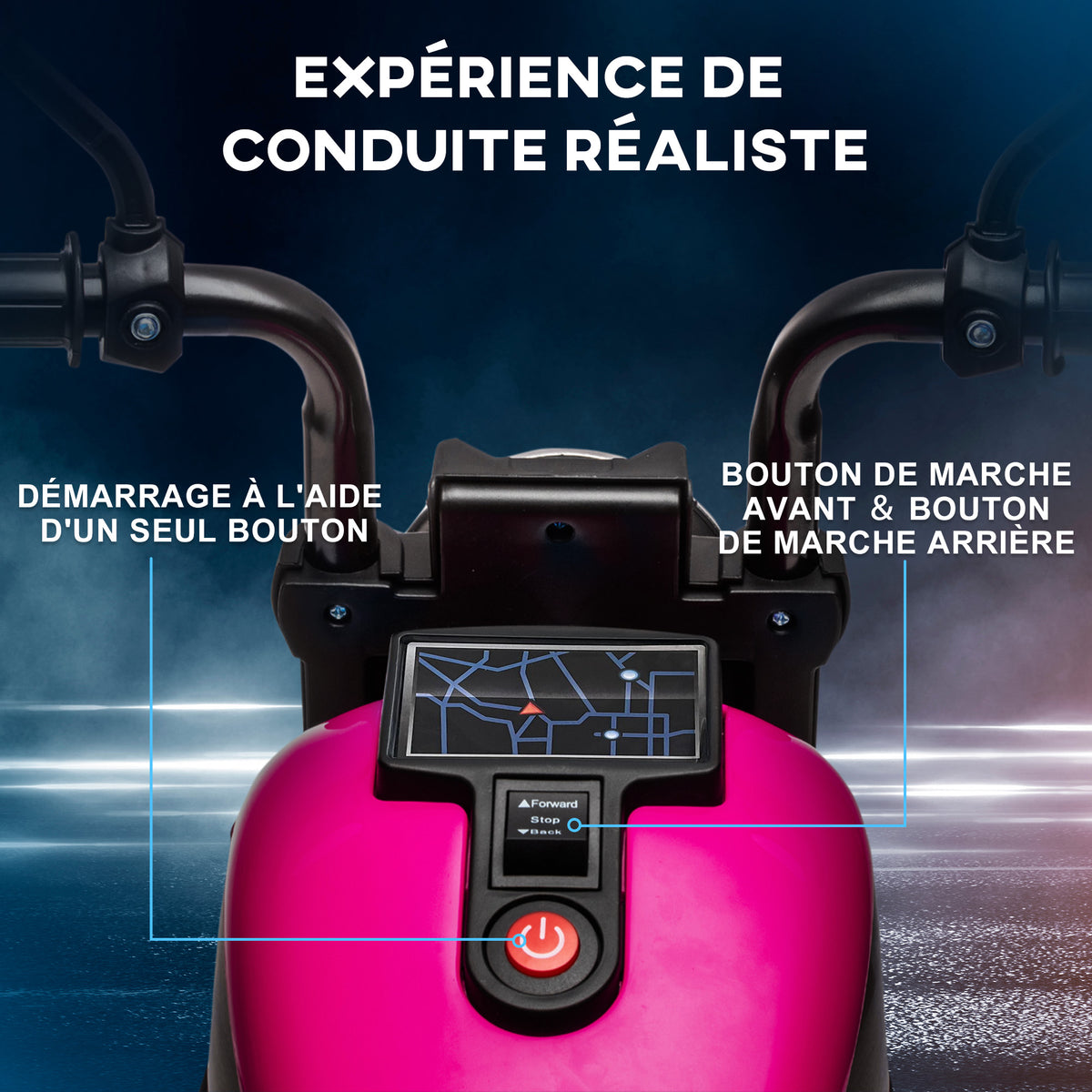 Moto électrique pour enfants 3 km/h 6V avec phare LED 2 roues d'entraînement de 18 à 36 mois avec moteur puissant rose-3