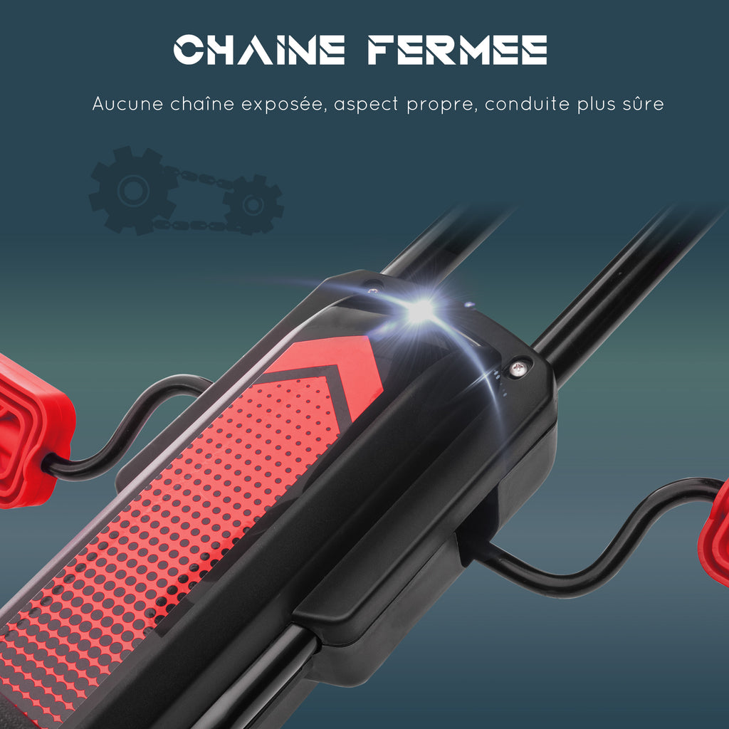 Kart à pédales pour enfant siège réglable 3 positions frein à main enfant de 5 à 12 ans rouge noir-6