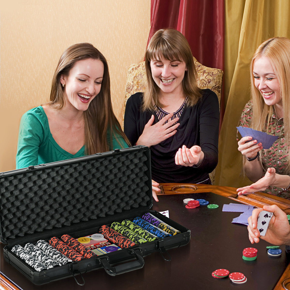 Mallette de Poker Coffret de Poker Complet, avec 500 jetons 5 dés 2 Jeux de Cartes 3 boutons-9