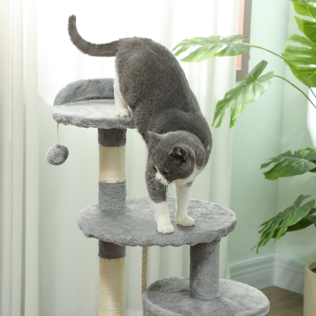 Arbre à chats multi-équipements griffoirs grattoirs plateformes niche corde jouets 40 x 40 x 114 cm gris-8