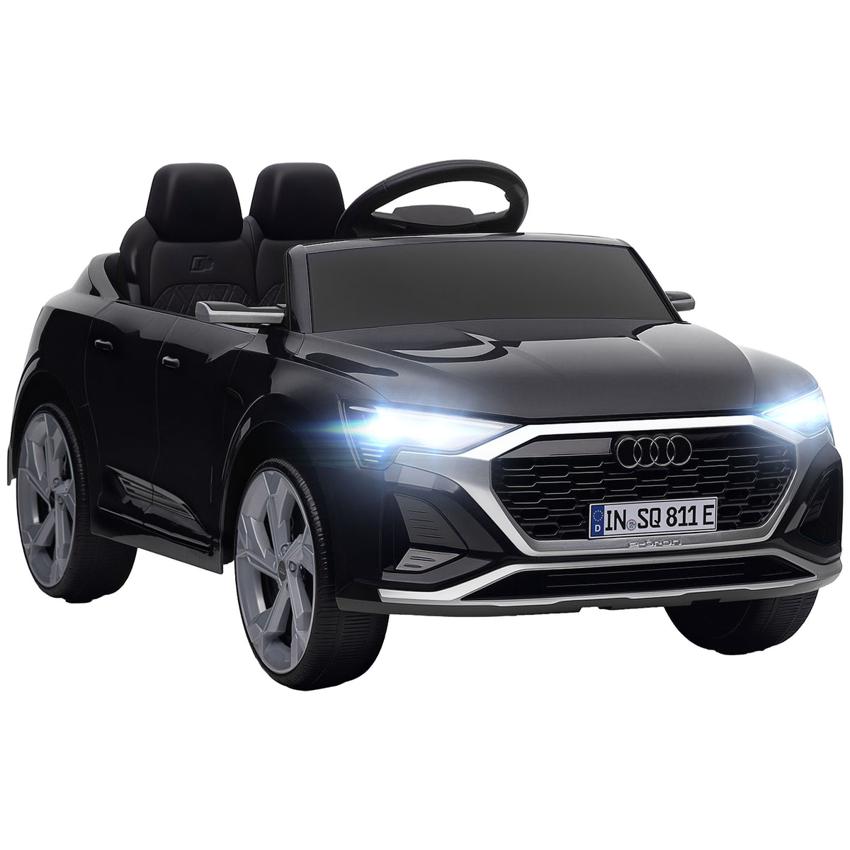 Voiture électrique pour enfants Licence Audi Q8 e-tron Sportback 12V télécommande, phares, musique, klaxon, 3-4 ans noir-0