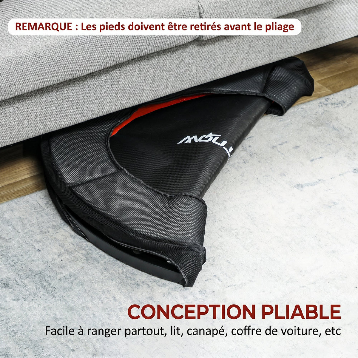 Trampoline de fitness, Ø 102 cm, trampoline d'exercice, pieds antidérapants, cadre en acier, capacité de 100 kg, rouge-3