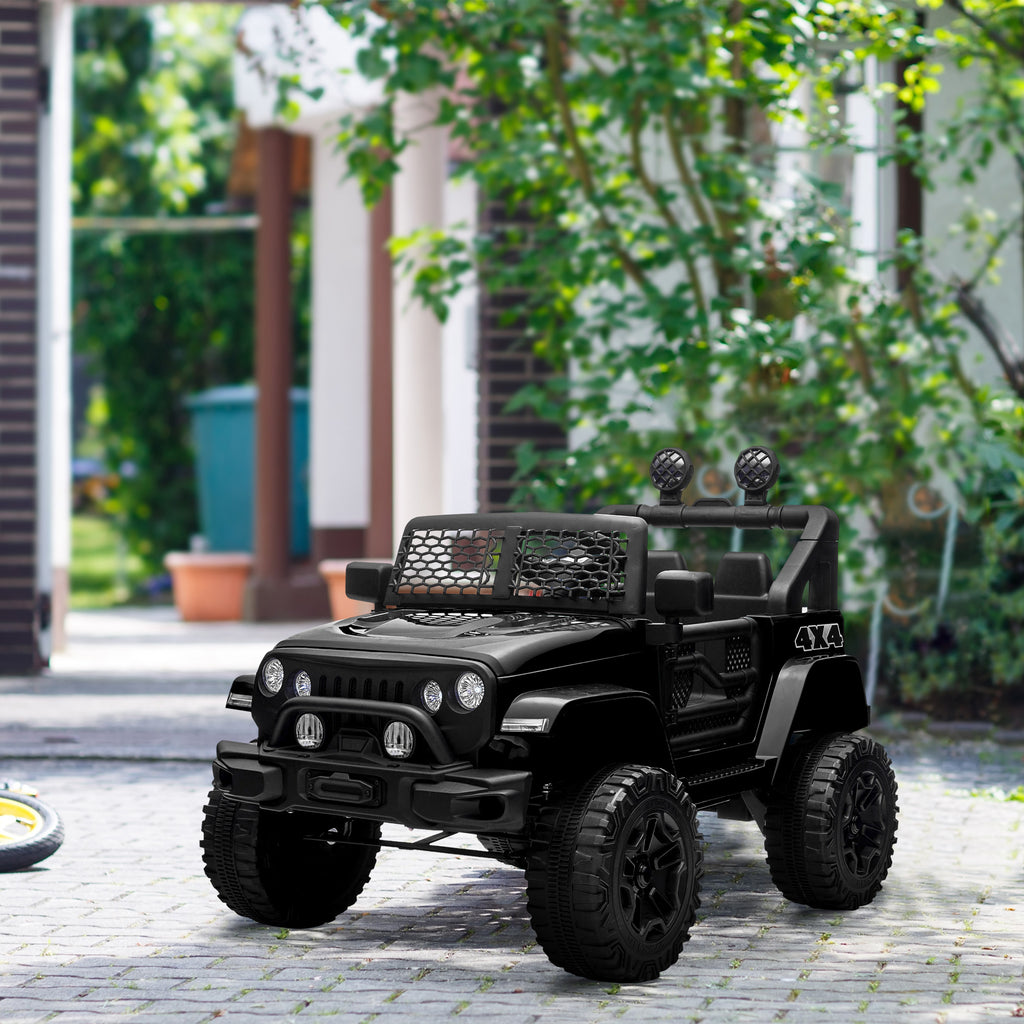 Voiture électrique pour enfants 12V avec télécommande, suspension à 4 roues, phares et klaxon, MP3, vitesse 3-5 km/h, pour 3-6 ans - noir-1