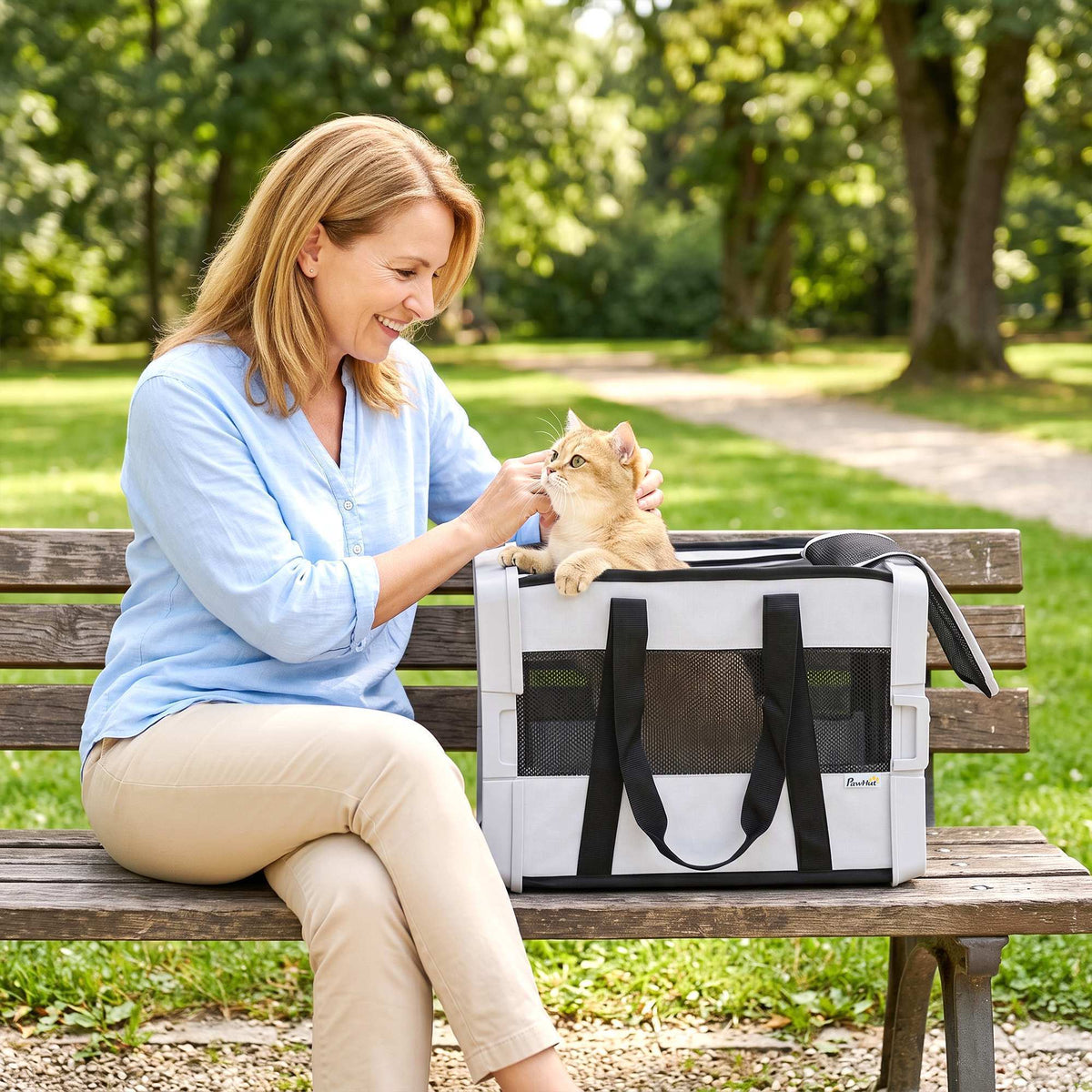 Sac de Transport pour Chat et Chien Pliable Tissu 300D Jusqu'à 10 kg 49,5 x 34 x 35,5 cm Gris-8