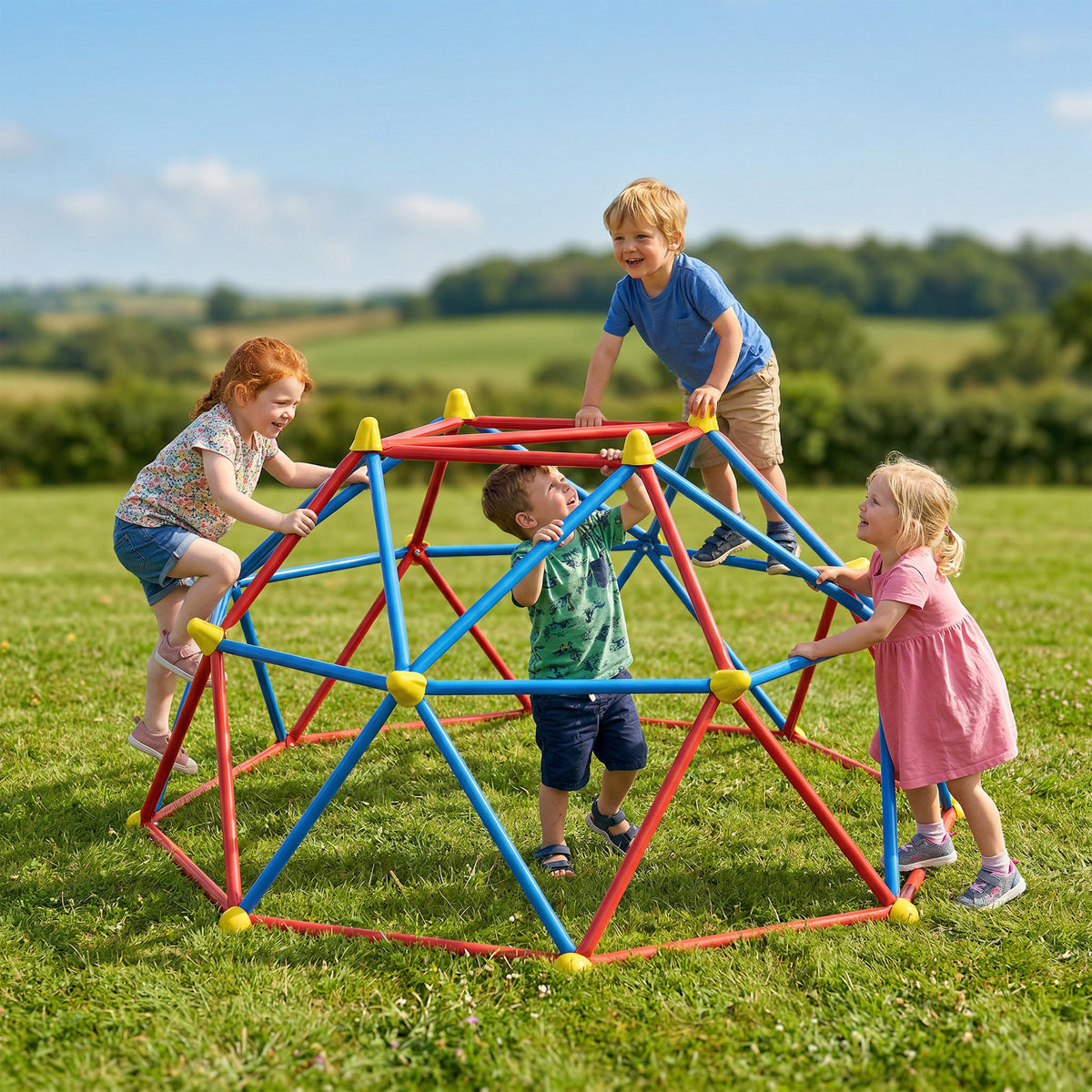 Dôme d'escalade enfant cage d'escalade structure en métal charge max. 180 kg assemblage facile 183 cm multicolore-7