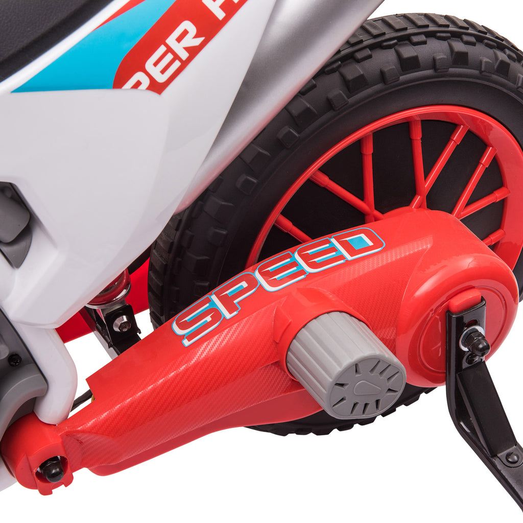 Moto Cross électrique Enfant 3 à 6 Ans 12 V 3-8 Km/h avec roulettes latérales Amovibles 106,5x51,5x68cm Rouge-8