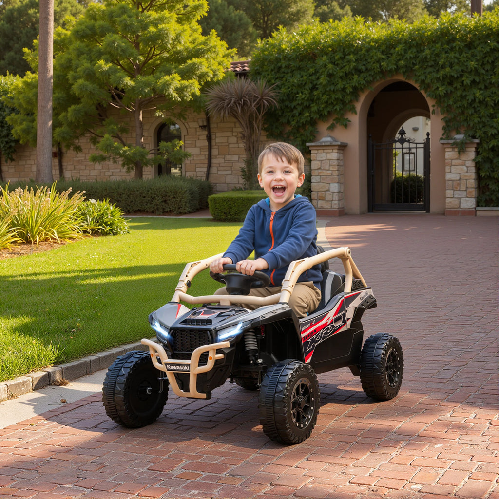Voiture électrique enfant UTV KAWASAKI TERYX KRX 1000 12 V à 2 moteurs 25 W télécommande 2,4 Ghz 100 x 64 x 56 cm jaune-1
